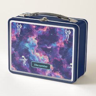 Cute Kids Astronaut Custom Metal Lunch Box