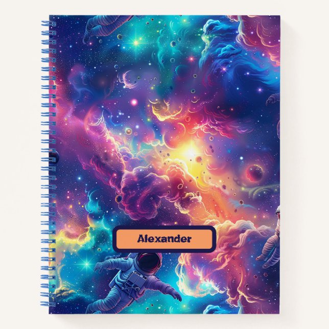 Cute Kids Astronaut Custom Notebook (Front)