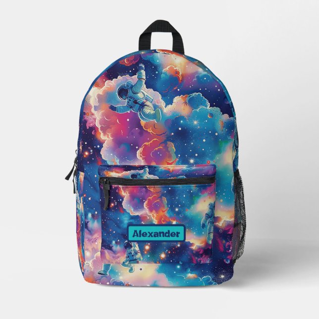 Cute Kids Astronaut Custom Printed Backpack (Front)