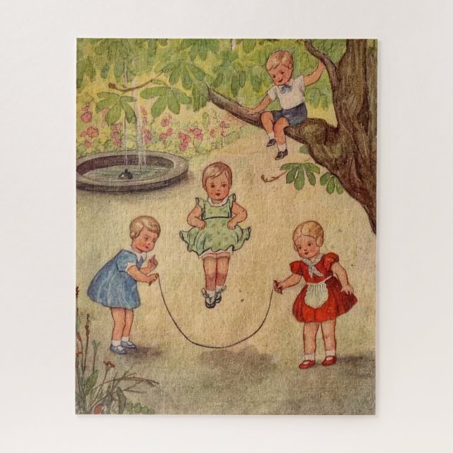 Cute kids at play Faux Wrapped Canvas Print Jigsaw Puzzle (Vertical)