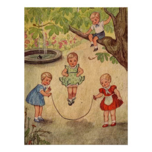 Cute kids at playFaux Wrapped Canvas Print