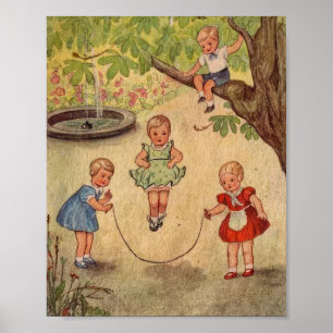 Cute kids at playFaux Wrapped Canvas Print