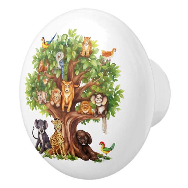 cute kids baby unisex jungle animals ceramic knob (Right)