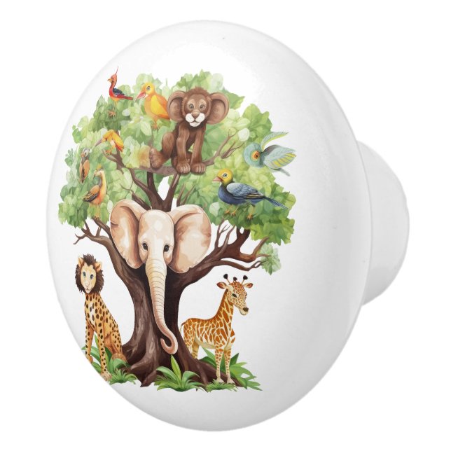 cute kids baby unisex jungle animals  ceramic knob (Right)