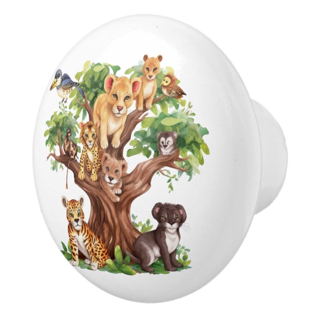 cute kids baby unisex jungle animals  ceramic knob (Right)