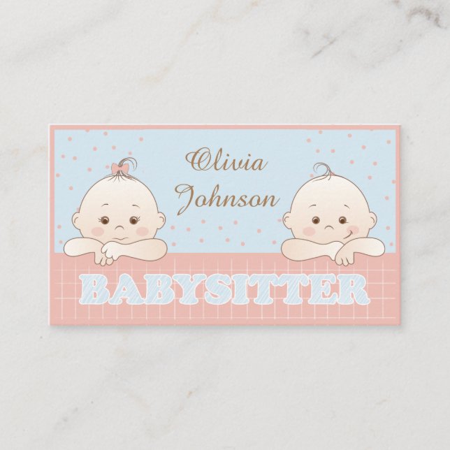 Cute Kids Babysitter Pastel Colour Business Card (Front)