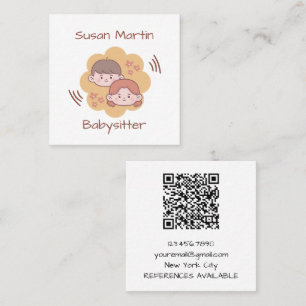 CUTE KIDS Babysitter QR Code Baby Square Business Card