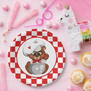 cute kids baking party paper plate
