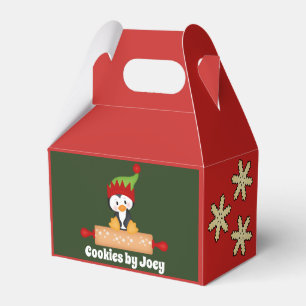 Cute kids baking penguin Christmas cookie box