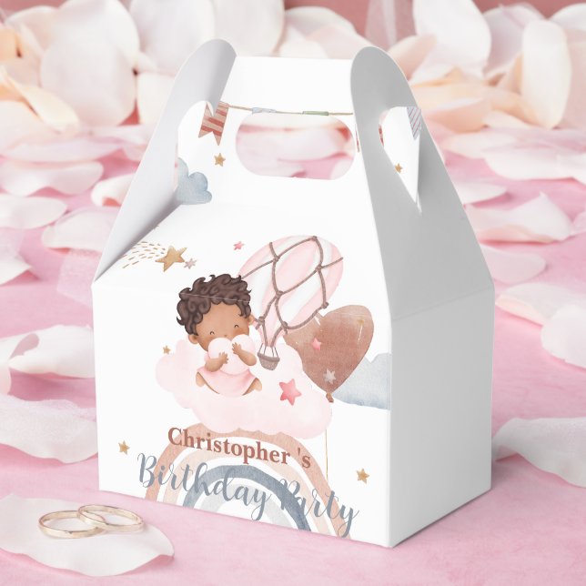 Cute kids Balloon African american girls Birthday Favour Box (Wedding)