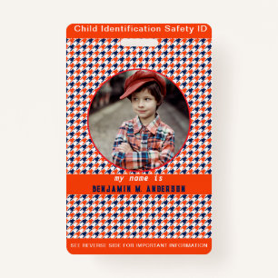 Cute Kid's baseball Colourful Custom Photo Child I ID Badge