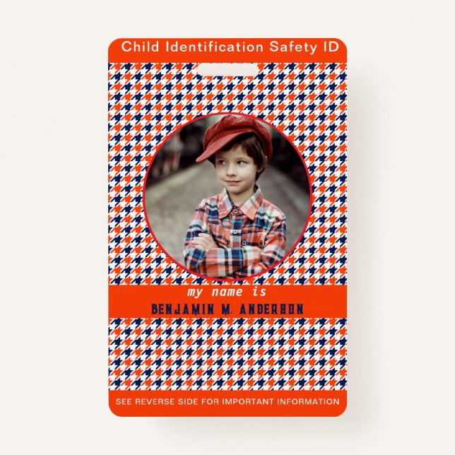 Cute Kid's baseball Colourful Custom Photo Child I ID Badge (Front)