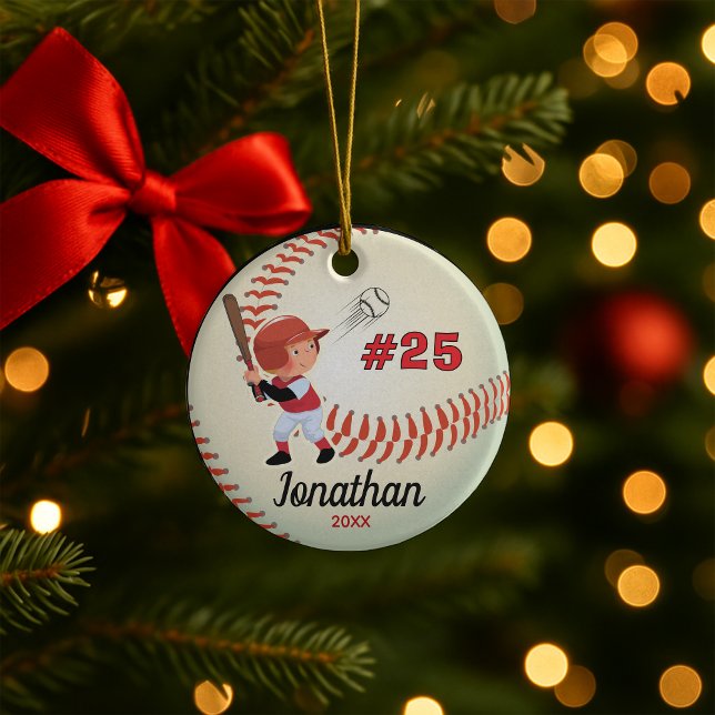 Cute kids baseball sports team boy athlete ceramic tree decoration (Creator Uploaded)