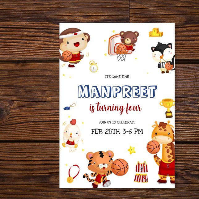 Cute Kids Basketball Invitation (Creator Uploaded)