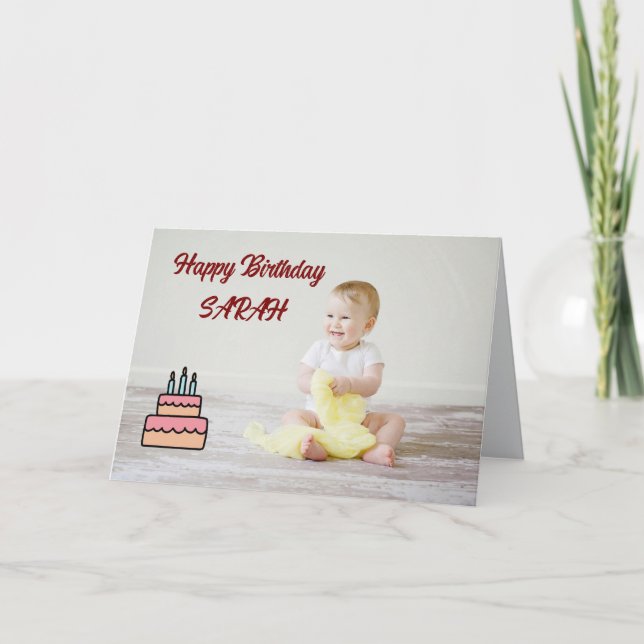 Cute Kids Birthday Card – Cake & Candles (Front)