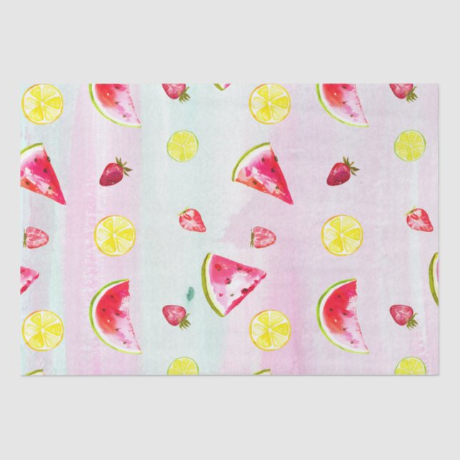 Cute Kids Birthday Watermelon Lemon  Tissue Paper (Front)