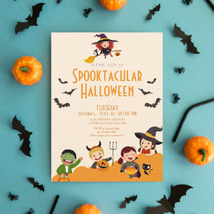 Cute kids boo Spooktacular Halloween invitation