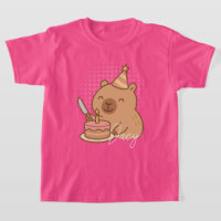 Cute Kids Capybara eating cake Birthday