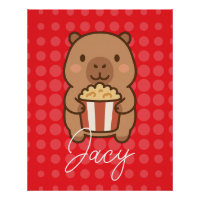 Cute Kids Capybara eating popcorn