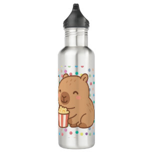 Cute Kids Capybara Popcorn Snack Time 710 Ml Water Bottle
