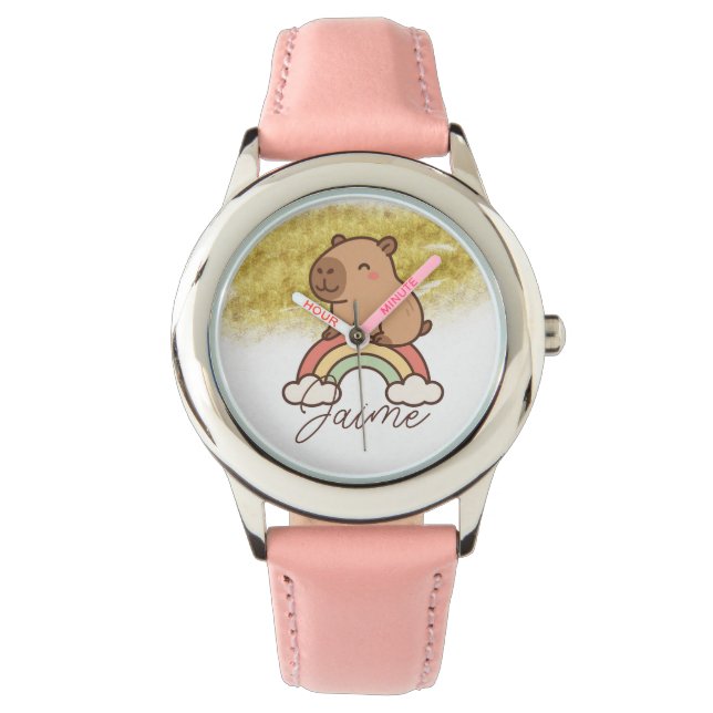Cute Kids Capybara Rainbow Watch (Front)
