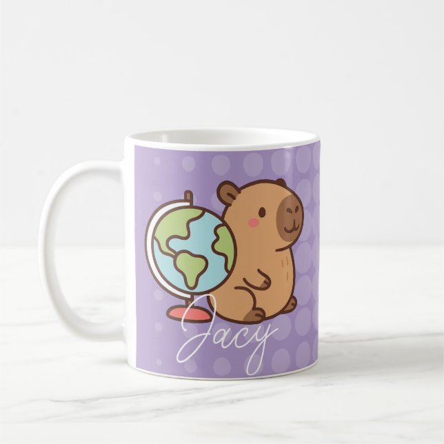 Cute Kids Capybara School Coffee Mug (Left)