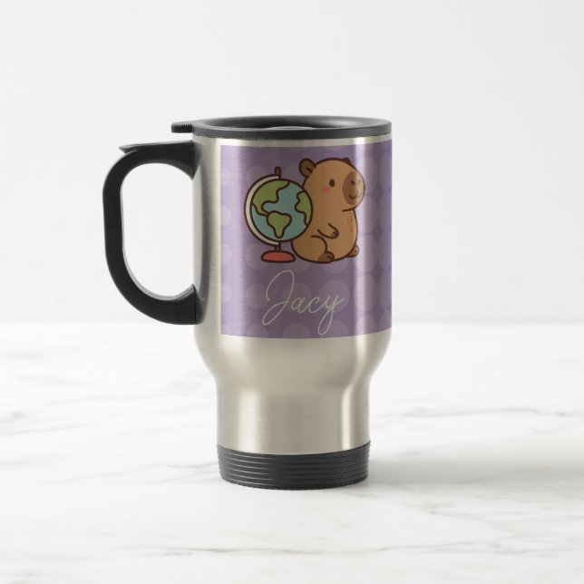 Cute Kids Capybara School Travel Mug (Left)