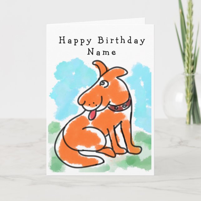 Cute Kids Cartoon Dog Birthday Card (Front)