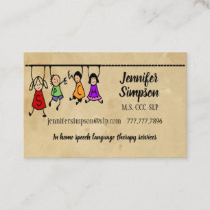 Cute Kids Cartoon Holding Speech Words Business Ca Business Card