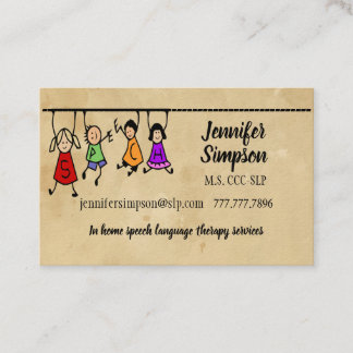 Cute Kids Cartoon Holding Speech Words Business Ca Card