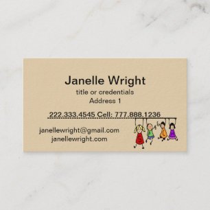 Cute Kids Cartoon Holding Speech Words  Business Card