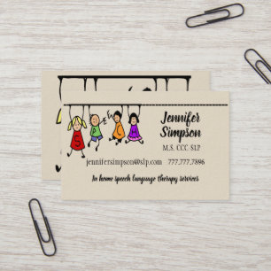 Cute Kids Cartoon Holding Speech Words Business Card