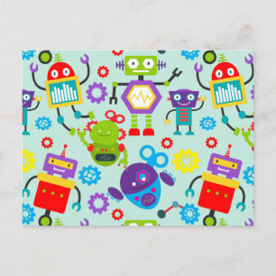 Cute Kids Cartoon Robot Postcard