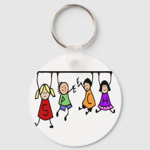Cute Kids Cartoon Speech Therapist art Key Ring