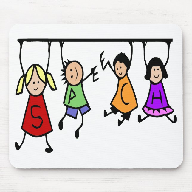 Cute Kids Cartoon Speech Therapist art Mouse Mat (Front)
