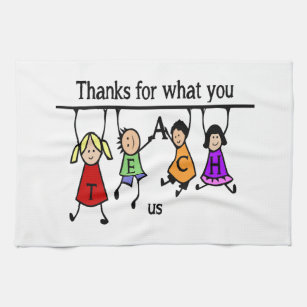 Cute Kids Cartoon Spelling Teach for Teachers Tea Towel