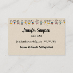 Cute Kids Cartoon Teacher Tutor Coach Business Card