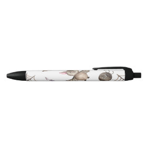 Cute Kids Cat Bat Spider Halloween Pattern Black Ink Pen