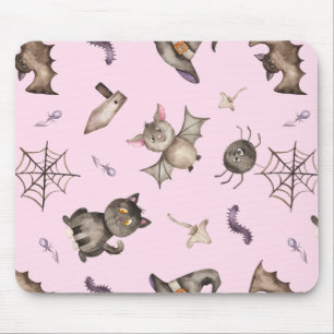 Cute Kids Cat Bat Spider Halloween Pattern Mouse Mat