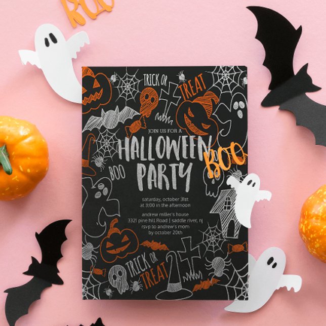 Cute kids chalkboard Halloween Party Invitation (Creator Uploaded)