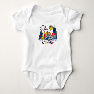 Cute Kids Chicago Skyline Baby Bodysuit