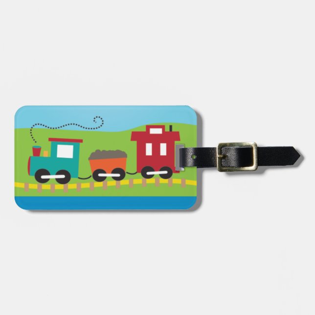 Cute Kid's Choo Choo Train Luggage Tag (Front Horizontal)