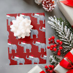 Cute Kids Christmas Elephant Santa Hat Red Holiday Wrapping Paper Sheet<br><div class="desc">Adorable green elephant Christmas wrapping paper. This wild animal looks very cute in a holiday red Santa hat with a little smile. I like Christmas animals and presents that kids will love.</div>