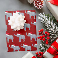 Cute Kids Christmas Elephant Santa Hat Red Holiday