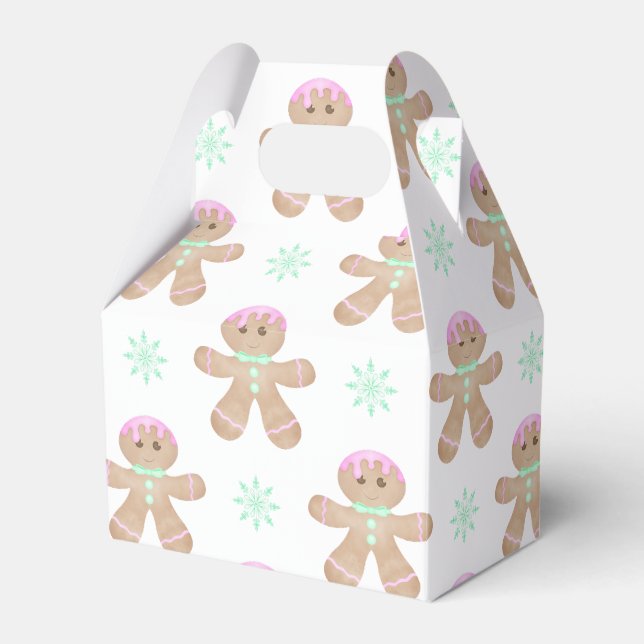 Cute Kids Christmas Gingerbread Cookie Pattern Favour Box (Front Side)