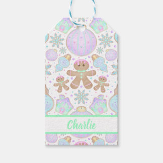 Cute Kids Christmas Gingerbread Cookie Pattern Gift Tags