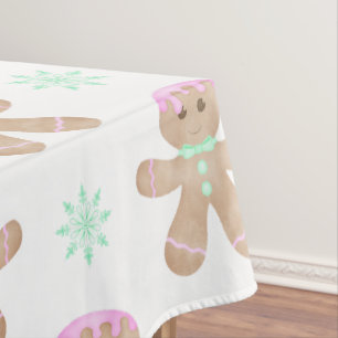 Cute Kids Christmas Gingerbread Cookie Pattern Tablecloth