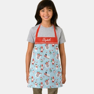 Cute Kids Christmas Holiday Pattern Apron