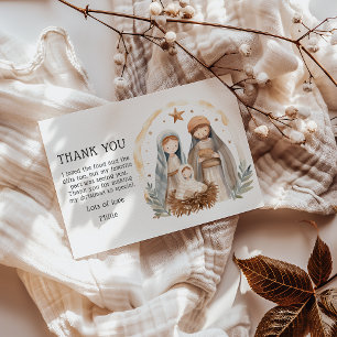 Cute Kids Christmas Nativity Christmas Thank You Card