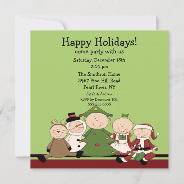 Cute Kids Christmas Party Invitation (Front)